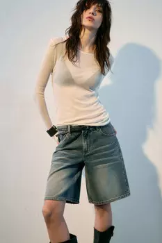 Шорты джинсовые с тинтованным окрашиванием