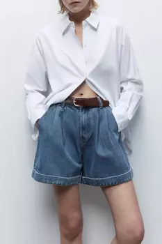 Шорты джинсовые с высокой посадкой и ремнем