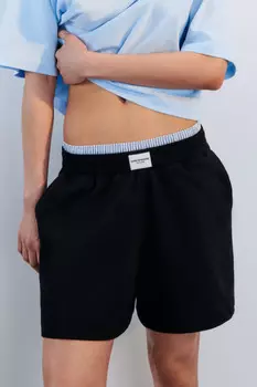 Шорты хлопковые с двойным поясом