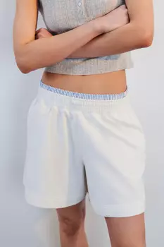 Шорты хлопковые с двойным поясом