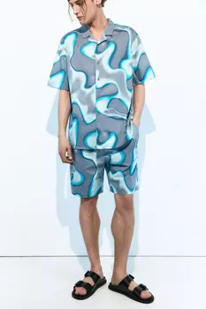 Шорты хлопковые с принтом-абстракцией
