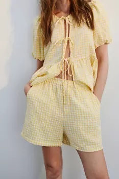 Шорты из фактурной ткани с принтом