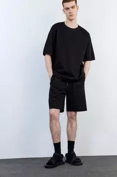 Шорты из футера с поясом на завязках