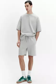 Шорты из футера с поясом на завязках