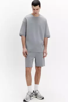 Шорты из футера с поясом на завязках