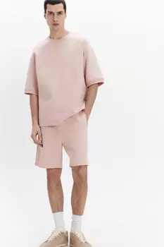 Шорты из футера с поясом на завязках