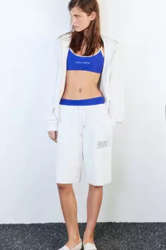 Шорты из футера с принтом-надписью