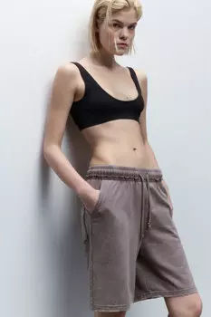 Шорты из футера с вареным эффектом