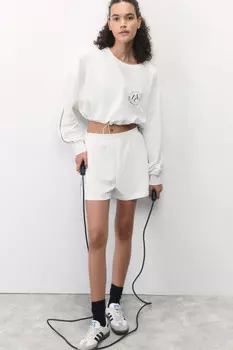 Шорты из футера спортивные с лампасами