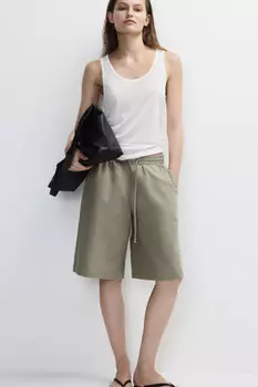 Шорты льняные с поясом на завязках