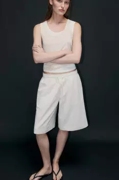 Шорты льняные с поясом на завязках