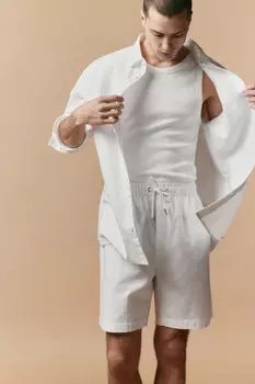 Шорты льняные с поясом на завязках