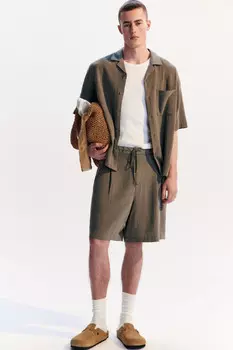 Шорты льняные с поясом на завязках