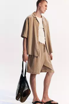 Шорты льняные с поясом на завязках