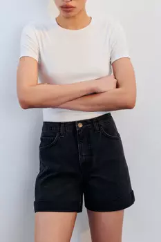 Шорты mom fit джинсовые с подворотами