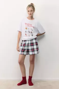 Шорты пижамные хлопковые в клетку