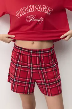 Шорты пижамные хлопковые в клетку