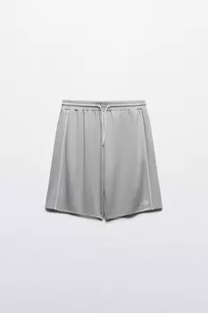 Шорты спортивные из сетки с лампасами