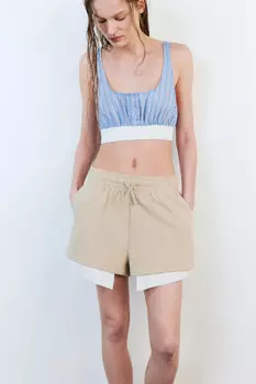 Шорты трикотажные с контрастной подкладкой