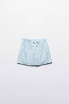 Шорты в полоску с поясом на завязках