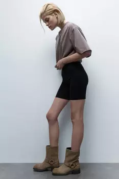 Шорты-велосипедки гладкие с высокой посадкой