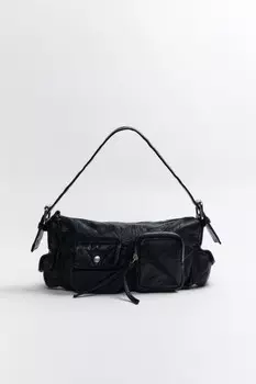 Сумка-багет с накладными карманами