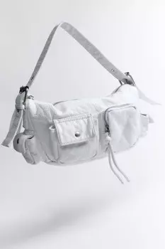 Сумка-багет с накладными карманами