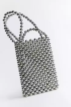 Сумка-чехол из серебристых бусин