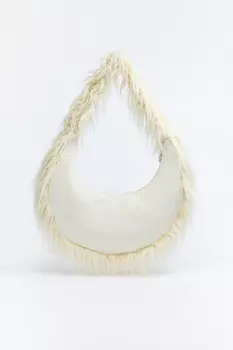 Сумка стеганая с отделкой под мех ламы