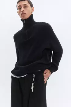 Свитер half-zip вязаный с воротником-стойкой