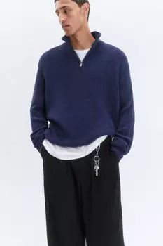 Свитер half-zip вязаный с воротником-стойкой