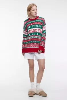 Свитер oversize с рождественским принтом