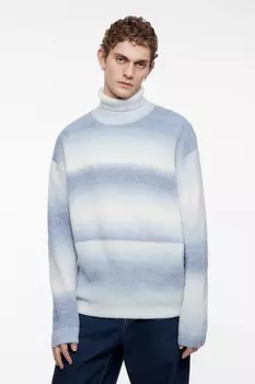 Свитер с горлом вязаный в полоску