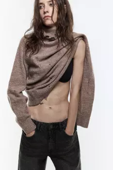 Свитер с горлом вязаный в стиле гранж