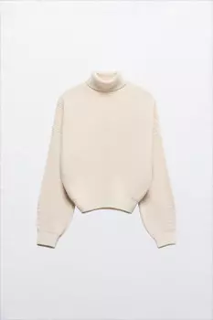 Свитер толстой вязки в рубчик с воротником