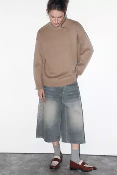 Свитер вязаный вискозный с воротником-стойкой