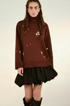 Свитер жаккардовый с принтом