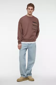 Свитшот хлопковый с накладным карманом на груди