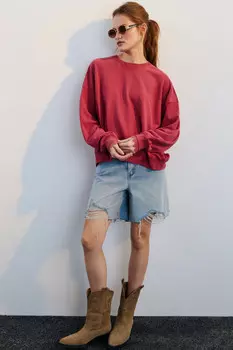 Свитшот из футера с кружевом