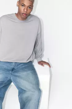 Свитшот из футера с принтом-надписью