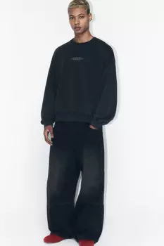 Свитшот из футера с принтом-надписью