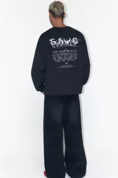 Свитшот из неопрена с принтом-надписью