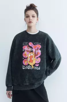 Свитшот с вареным эффектом и принтом Смешарики