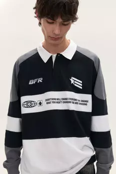 Свитшот с воротником и принтом