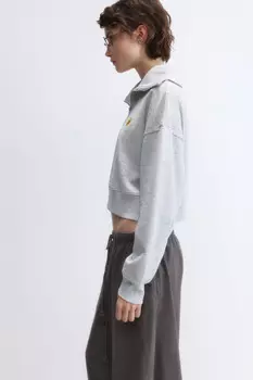 Свитшот укороченный с воротником на молнии