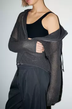 Толстовка ажурная на молнии с капюшоном