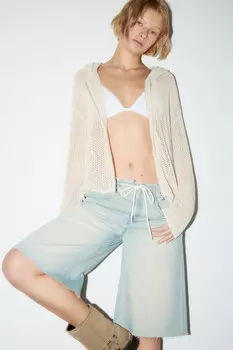 Толстовка ажурная на молнии с капюшоном