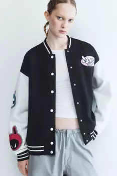 Толстовка-бомбер oversize с патчами