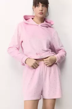 Толстовка домашняя плюшевая со стразами