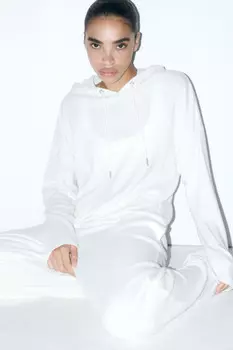 Толстовка домашняя в рубчик с капюшоном